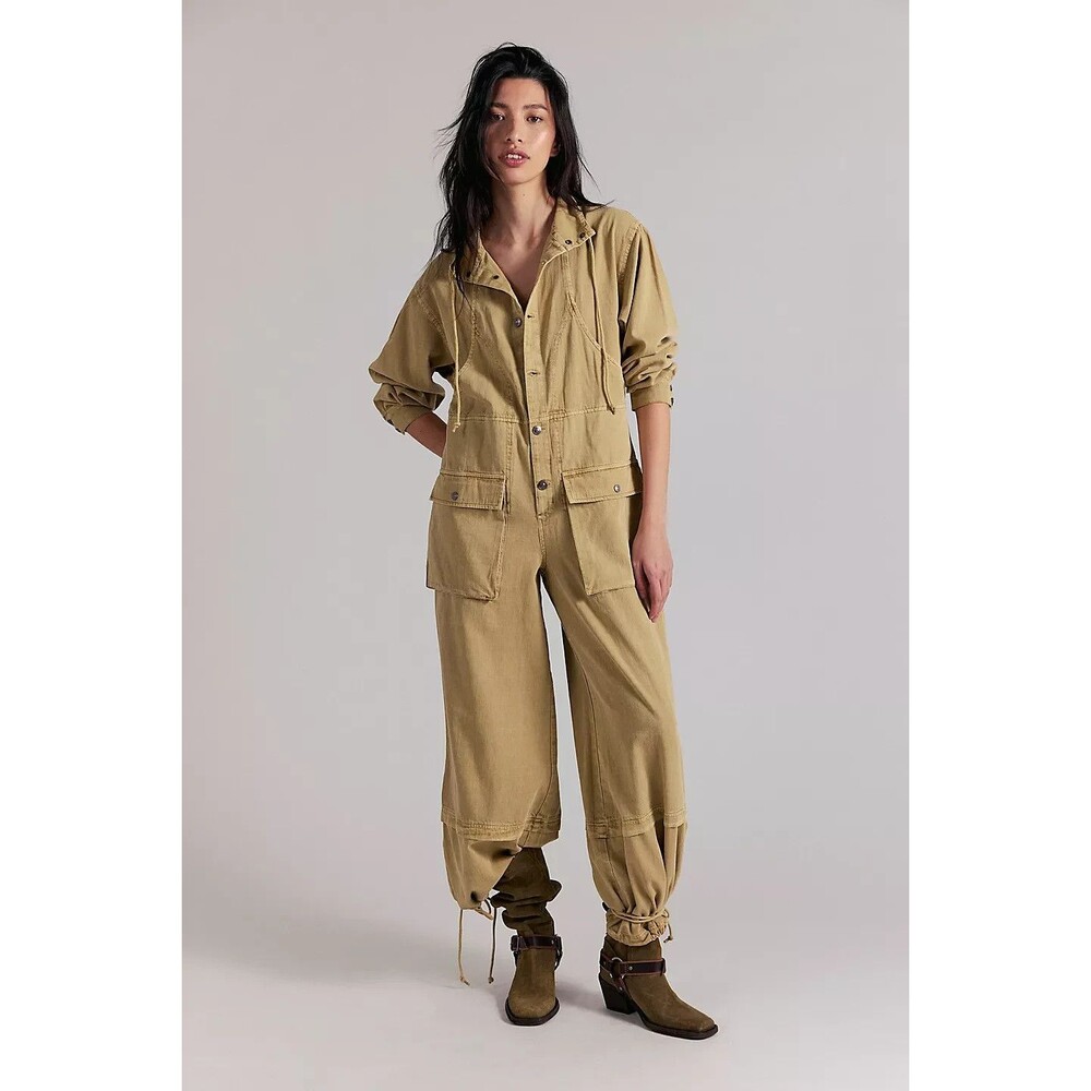 Free People We The Free High-Line One-Piece Jumpsuit Twill Dress Cotton M 287557
